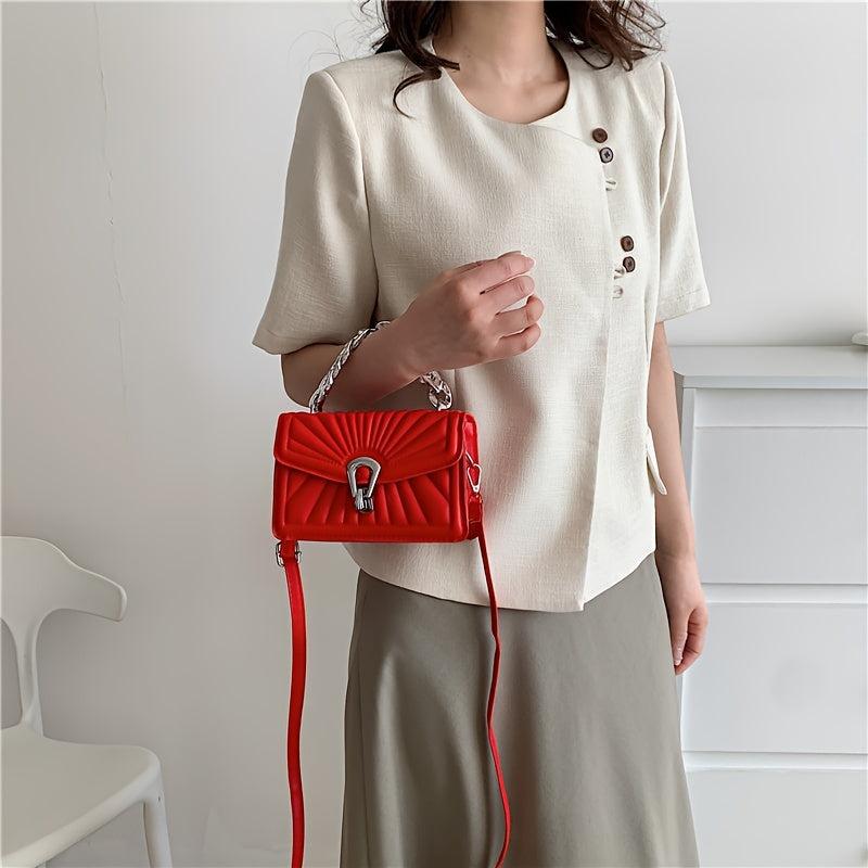 Quilted Crossbody Bag Chain Shoulder Purse With Turn Lock