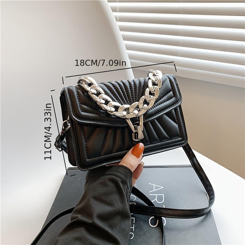 Quilted Crossbody Bag Chain Shoulder Purse With Turn Lock