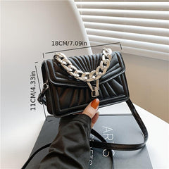 Quilted Crossbody Bag Chain Shoulder Purse With Turn Lock