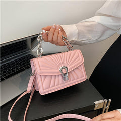 Quilted Crossbody Bag Chain Shoulder Purse With Turn Lock