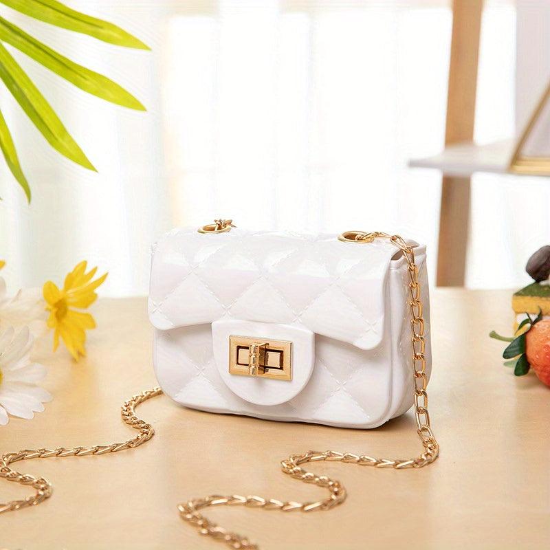 Square Shoulder Chain Bag Flap Turn Lock Crossbody Bag