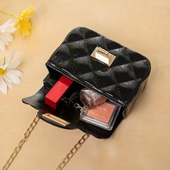 Square Shoulder Chain Bag Flap Turn Lock Crossbody Bag