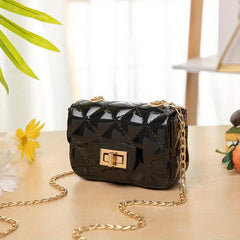 Square Shoulder Chain Bag Flap Turn Lock Crossbody Bag