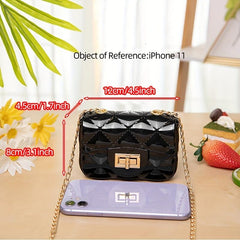 Square Shoulder Chain Bag Flap Turn Lock Crossbody Bag