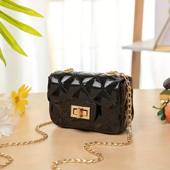 Square Shoulder Chain Bag Flap Turn Lock Crossbody Bag