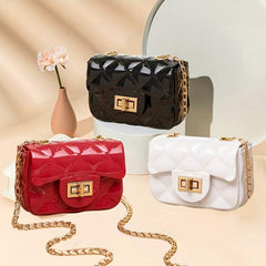 Square Shoulder Chain Bag Flap Turn Lock Crossbody Bag