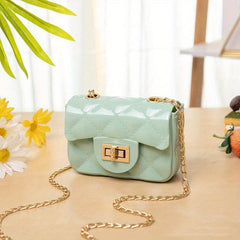 Square Shoulder Chain Bag Flap Turn Lock Crossbody Bag