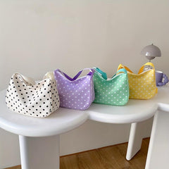 Polka Dot Nylon Shoulder Bag Adjustable Strap Zipper Crossbody Bag
