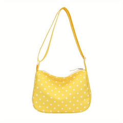 Polka Dot Nylon Shoulder Bag Adjustable Strap Zipper Crossbody Bag