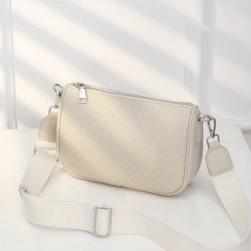 Women's Woven Crossbody Bag with Wide Strap