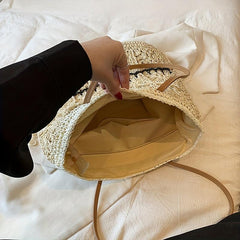 Boho Style Straw Tote Bag with Tassel, Beach Vacation Bag