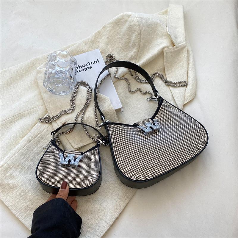 Y2K Rhinestone Hobo Bag Chain Crossbody Glitter Clutch Purse