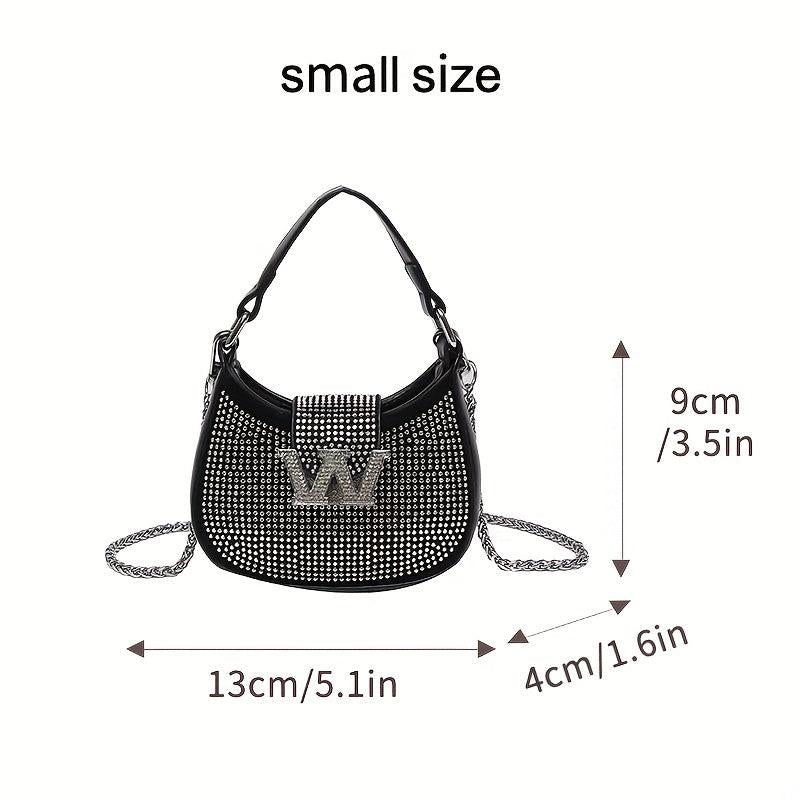 Y2K Rhinestone Hobo Bag Chain Crossbody Glitter Clutch Purse