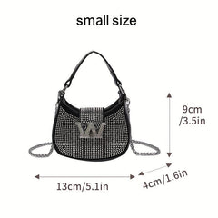 Y2K Rhinestone Hobo Bag Chain Crossbody Glitter Clutch Purse