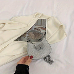 Y2K Rhinestone Hobo Bag Chain Crossbody Glitter Clutch Purse