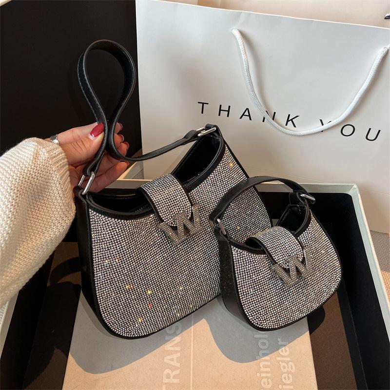 Y2K Rhinestone Hobo Bag Chain Crossbody Glitter Clutch Purse
