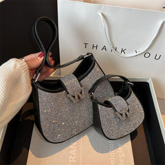 Y2K Rhinestone Hobo Bag Chain Crossbody Glitter Clutch Purse
