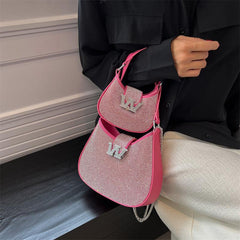 Y2K Rhinestone Hobo Bag Chain Crossbody Glitter Clutch Purse