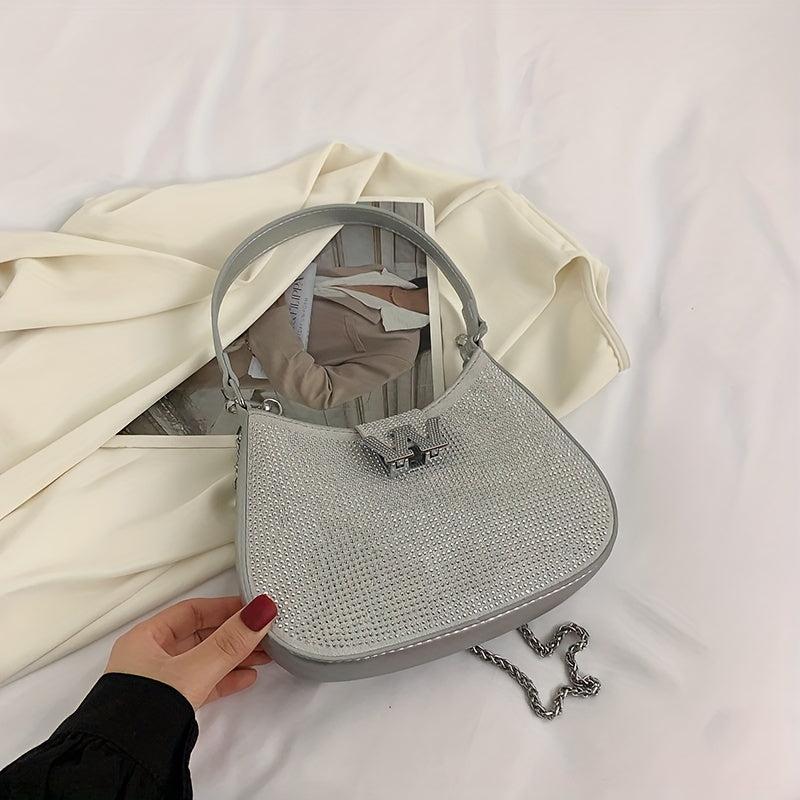 Y2K Rhinestone Hobo Bag Chain Crossbody Glitter Clutch Purse