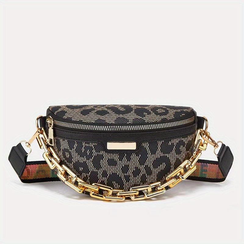Chain Decor Crossbody Bag Love Letter Print Shoulder Bag