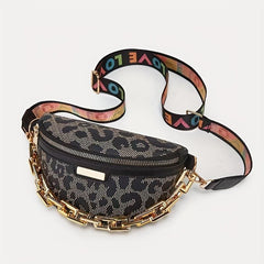 Chain Decor Crossbody Bag Love Letter Print Shoulder Bag