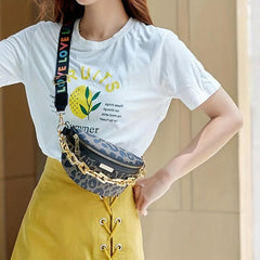 Chain Decor Crossbody Bag Love Letter Print Shoulder Bag