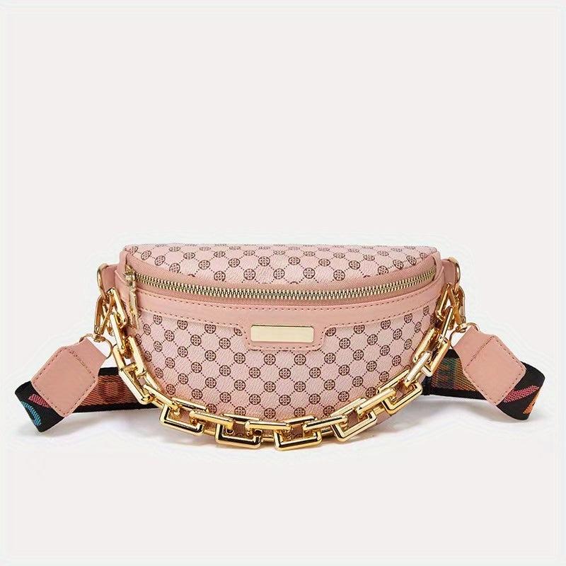 Chain Decor Crossbody Bag Love Letter Print Shoulder Bag
