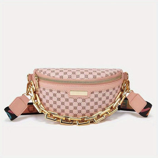 Chain Decor Crossbody Bag Love Letter Print Shoulder Bag