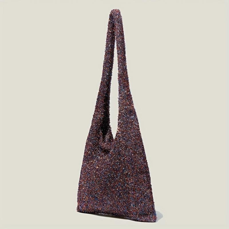 Glitter Sequin Knitted Hobo Bag Large Capacity Shoulder Bag