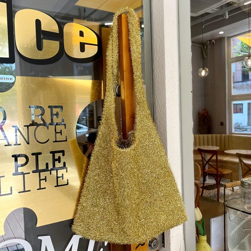 Glitter Sequin Knitted Hobo Bag Large Capacity Shoulder Bag