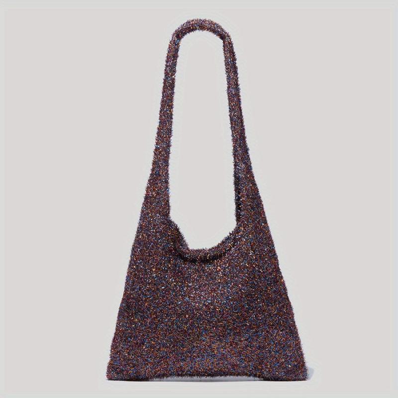 Glitter Sequin Knitted Hobo Bag Large Capacity Shoulder Bag