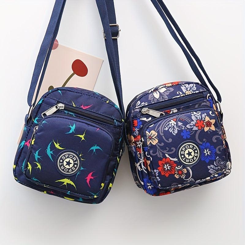 Vintage Pattern Square Bag Casual Zipper Crossbody Bag Women's Purse