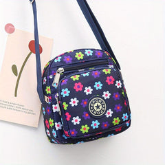 Vintage Pattern Square Bag Casual Zipper Crossbody Bag Women's Purse