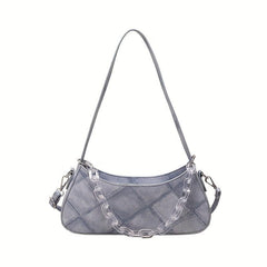 PU Leather Shoulder Bag Argyle Pattern Zipper Bag