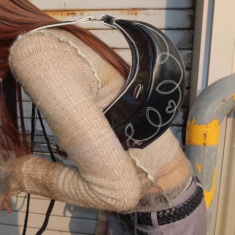 Y2K Vintage Embroidery Hobo Bag Women's Handbag