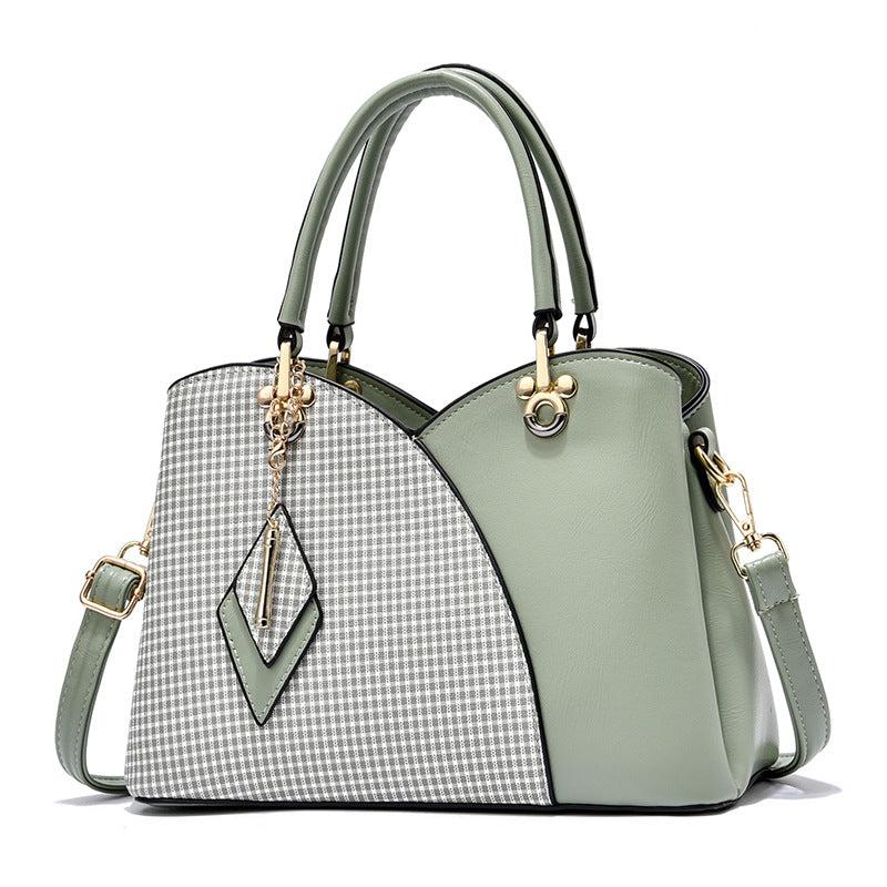 Colorblock Shoulder Bag Classic Satchel Bag Pendant Decor
