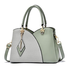Colorblock Shoulder Bag Classic Satchel Bag Pendant Decor