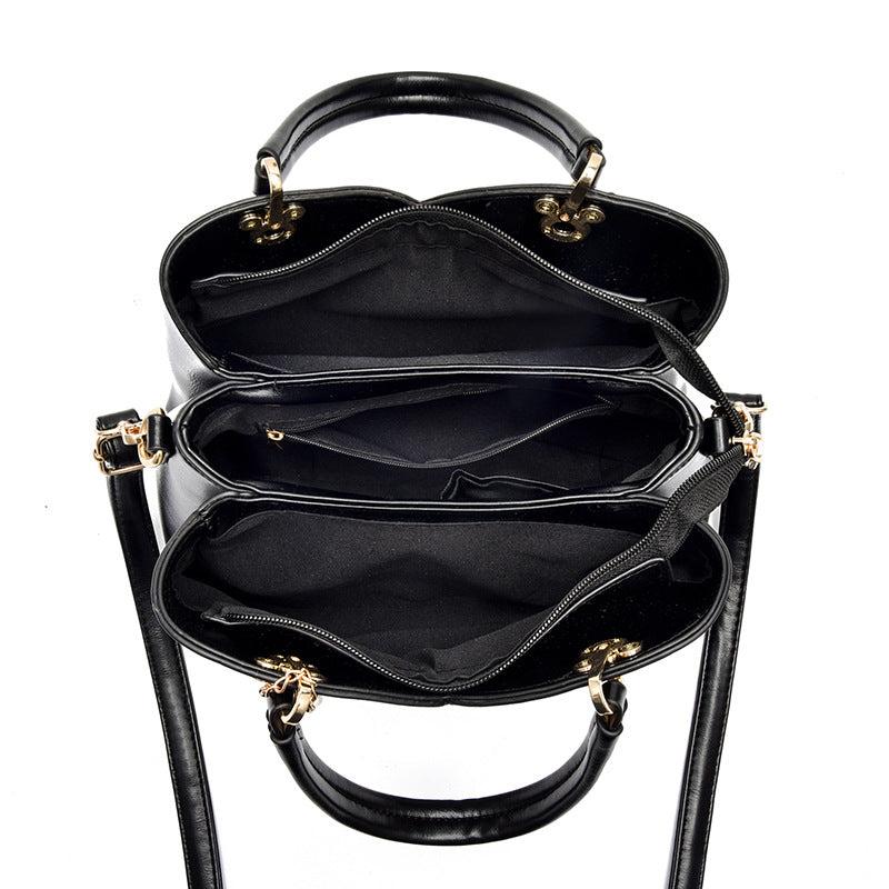 Colorblock Shoulder Bag Classic Satchel Bag Pendant Decor