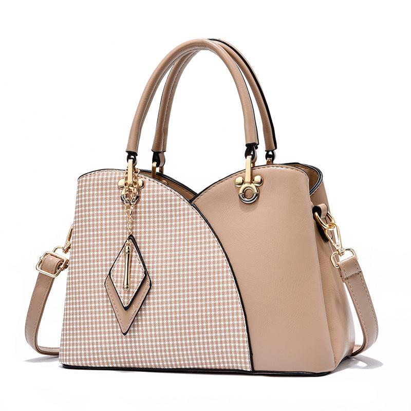 Colorblock Shoulder Bag Classic Satchel Bag Pendant Decor