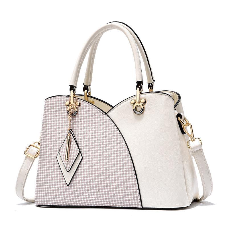 Colorblock Shoulder Bag Classic Satchel Bag Pendant Decor