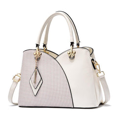Colorblock Shoulder Bag Classic Satchel Bag Pendant Decor