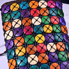 Coconut Shell Crossbody Bag Ethnic Style Beaded Bucket Purse for Women