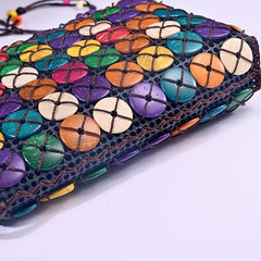 Coconut Shell Crossbody Bag Ethnic Style Beaded Bucket Purse for Women
