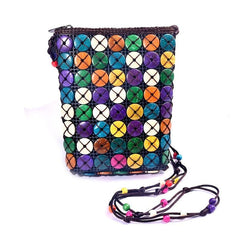 Coconut Shell Crossbody Bag Ethnic Style Beaded Bucket Purse for Women