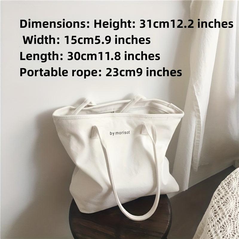 Letter Graphic Canvas Tote Bag Large Capacity Shoulder Bag