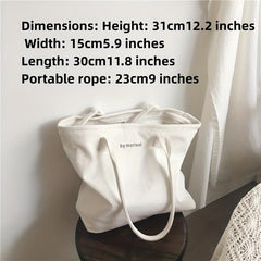 Letter Graphic Canvas Tote Bag Large Capacity Shoulder Bag
