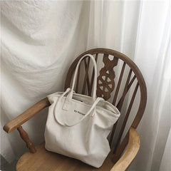 Letter Graphic Canvas Tote Bag Large Capacity Shoulder Bag