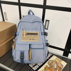 Letter Patched Zipper Backpack Casual Rucksack For Students