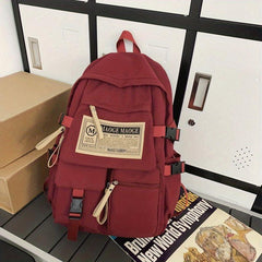 Letter Patched Zipper Backpack Casual Rucksack For Students