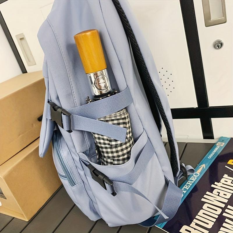 Letter Patched Zipper Backpack Casual Rucksack For Students